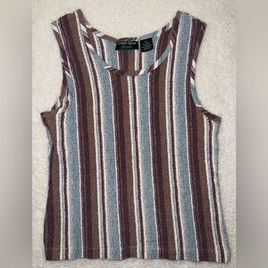 Lemon Grass Sleeveless Striped Tank Top - Brown & Blue